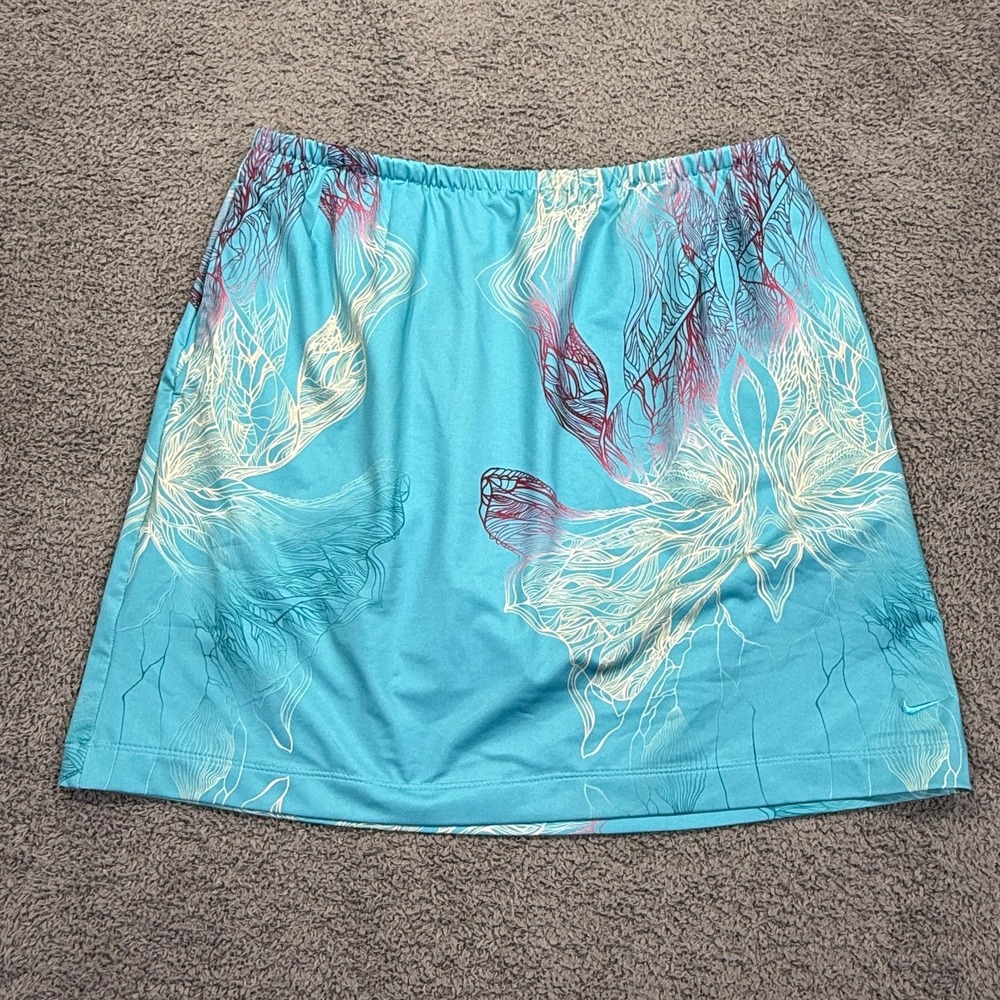 Nike Golf Skort Womens Medium Blue Abstract Print FIT DRY Pockets‎ Skirt Preppy